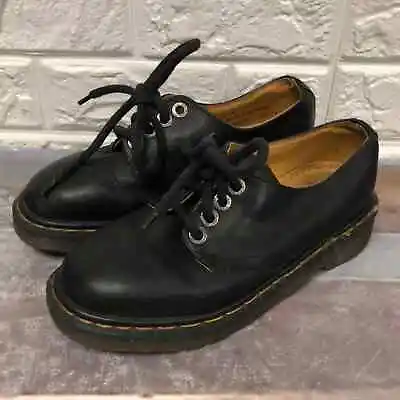 Vtg Made In England Black Leather Oxfords 4 Eye Doc Dr. Martens Mens 5 Women’s 6 • $115.60