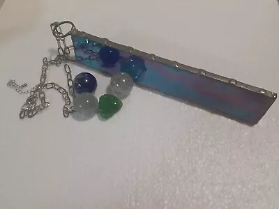 Vintage Stained Glass Marble-scope And 18  Chrome Alloy Necklace W/Extender • $45