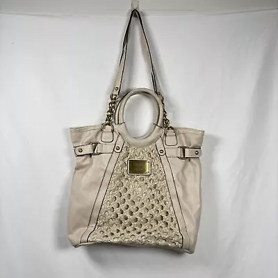 Nicole Miller Almond Off-white Shoulder Bag Purse Unique Eye Catching Design • $15