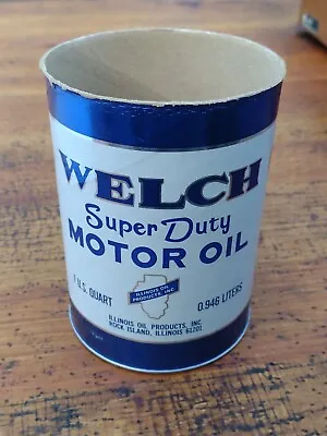 Welch 1 Qt Empty Motor Oil Can From Rock Island IL No Top • £40.87