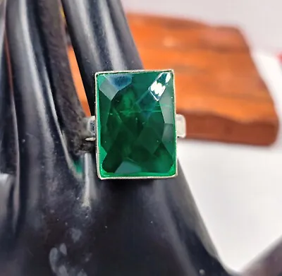 One Time Sale Green Moldavite Ring 28.90 Ct Emerald Cut U.S Size 8 Gemstone SMQ • $11.75