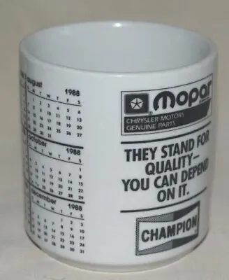 Collectible-White Coffee Mug With Chrysler MOPAR &CHAMPION&1988CalendarVTG-RARE • $28.62