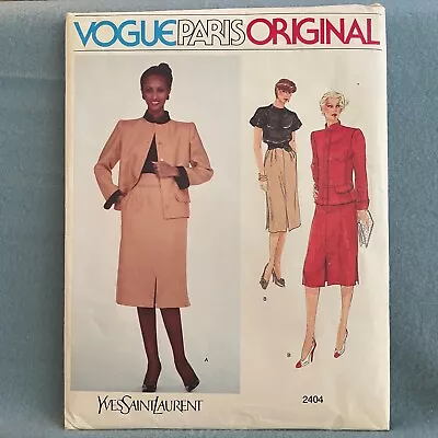 Vogue 2404 Paris Original Yves Saint Laurent Suit Sewing Pattern Size 10 Uncut • $37.65