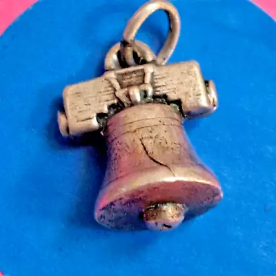 Sterling Silver Vintage Bracelet Charm    Y67  Liberty  Bell • $5