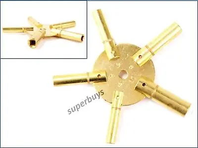 5 Prong Brass Clock Winding Keys Sizes 2 - 10 Crank Tool Universal Grandfather • $13.89