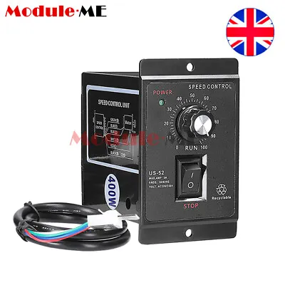 US52 AC 220V 400W Motor Speed Controller Speed Pinpoint Regulator 50Hz 60Hz UK • £11.99