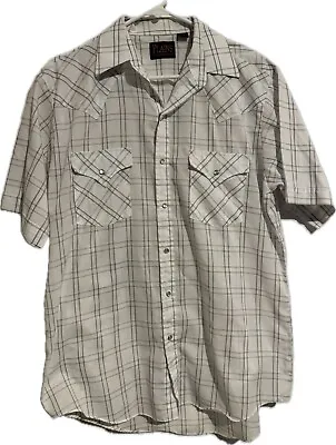 Plains Western Wear Mens S/S Pearl Snap Button Front Shirt Sz Medium Plaid EUC • $9
