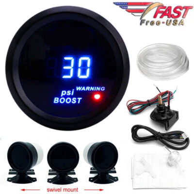 $28.86 • Buy Digital Boost Gauge 52mm 0-30 PSI Turbo Pressure Meter 2  With FREE Mount