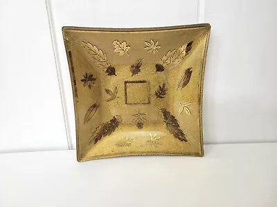 Mid Century Modern Large Square Gold Glass Plate • $16.25