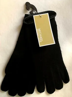 Michael Kors Knit Gloves Mittens Leather Black Trim One Size New With Tag • $35.99