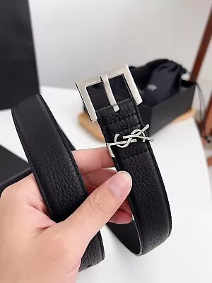 $299 • Buy YSL SAINT LAURENT Monogram CASSANDRE Leather Belt Width 3.0cm 90/36