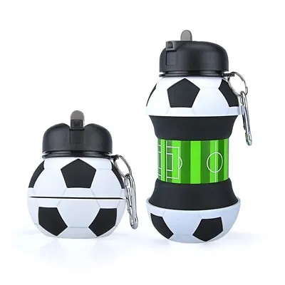 Silicone Collapsible Water Bottle For Kids BPA Free Leak Proof Flask 550ml /19oz • £9.88