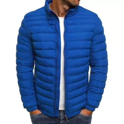 Men's Winter Thermal Coat Hoodie Bubble Cotton Cozy Jacket Quilted Zip Jacket • $22.22