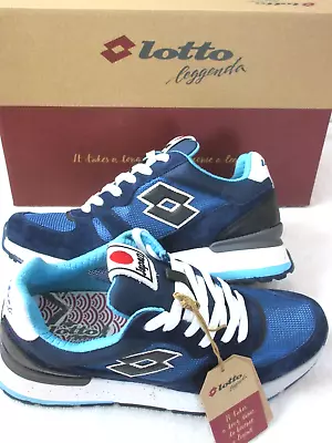 Lotto Men's Tokyo Shibuya Net Lifestyle Shoes Black Moonlight Blue Size 10 NIB • $85.99