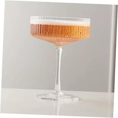 Vintage Art Deco Coupe Glasses - Tall Ribbed Coupe Cocktail Glasses 7 Fl Oz -  • $63.67
