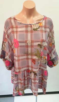 $19 • Buy 💜 ASOS Kimono Sleeve Frill Hem Tunic Top Multicolor Size 22 Buy7=FreePost L062