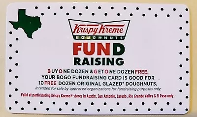 Krispy Kreme Cards - Buy 1 Get 1 Dozen FREE- 10 Offers /Card *Participating TX • $13.99