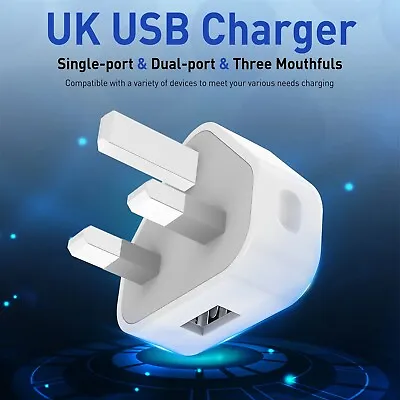 2.1A USB Charger 3 Pin UK Mains Wall Plug Adapter For IPhone 1111 ProXs MaxXR • £2.39