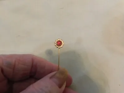 VTG Gold Tone / W/ Red And Clear Rhinestones Stick Pin • $3