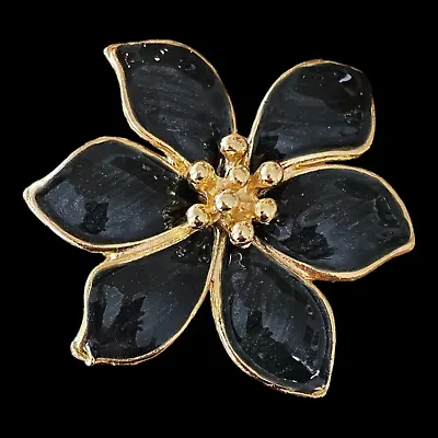 Vintage Brooch - Genuine Vintage Painted Enamel Flower Pin - Olive Green Color • $15.95