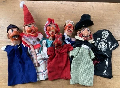 Vintage Punch & Judy Hand Made Papier Mache Glove Puppet Set • £15