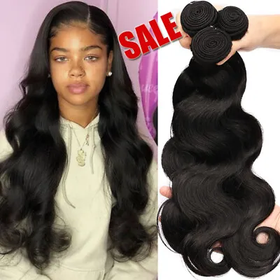 4Bundles Peruvian Real Virgin Human Hair 8A Wavy Weaving ExtensionsWeft 400G US • $21.30