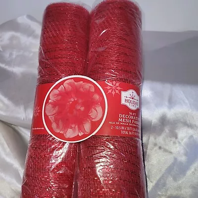 2 Rolls 10.5 Inch Red Decorative Mesh  Rolls Fabric Mesh 36 Yds New • $12.99