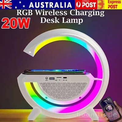 LED Atmosphere Lamp Bluetooth App Speaker Wireless Charger RGB Desk Night Light • $26.59