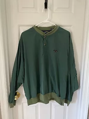 Men’s Vintage Eddie Bauer Ebtek Green Golf Pullover Nylon Windbreaker Sz Large • $30