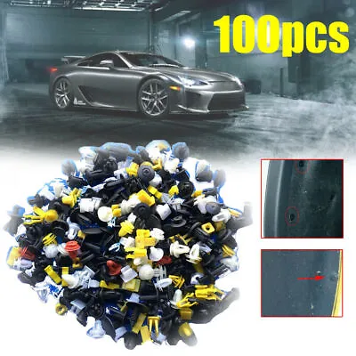 100x Car Panel Fender Bumper Rivet Fasteners Clip Push Pin Vehicle Accessories • $5.12