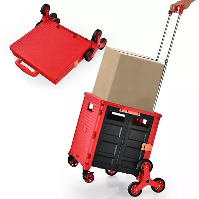 Foldable Utility Cart Telescoping Handle Trolley Travel Shopping Red • $39.59