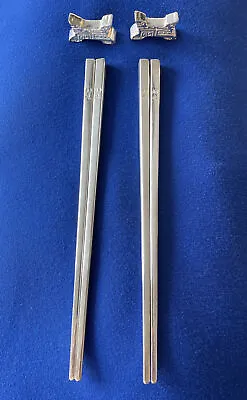 Set Of 2 Vintage Reed & Barton Chopsticks Silverplated Italy With Holders • $65