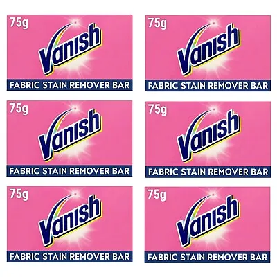 6 X Vanish Fabric Stain Remover Soap Bar Pre-Wash Bar 75g Fabric Laundry Washing • £13.86