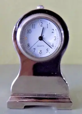 Vintage Tiny Miniature Silver Tone QUARTZ Mantle CLOCK Needs A Battery FREEPOST • £12.99