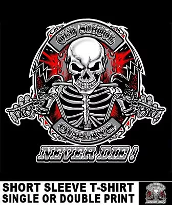 $25.99 • Buy Old School Muscle Hot Rod Outlaw Biker V Twin Motorcycle Rider Skull T-shirt O19