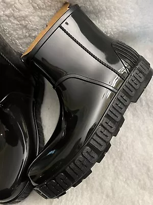 Ugg Women's Size 12 Drizlita Black Rubber Rain Boots NEW • $70