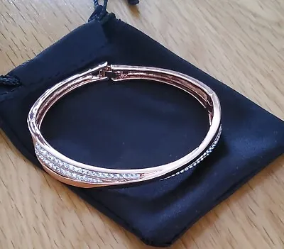 Warren James Rose Gold Plated Swarovski Crystal Bangle 7  No Box New Without Tag • £27