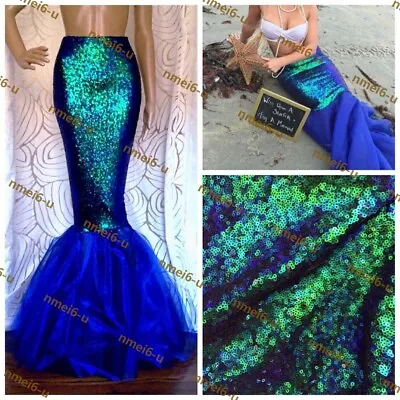 HOT Adult Womens Mermaid Tail Full Skirt Cosplay Costume Maxi Fancy Dress Party • £15.06