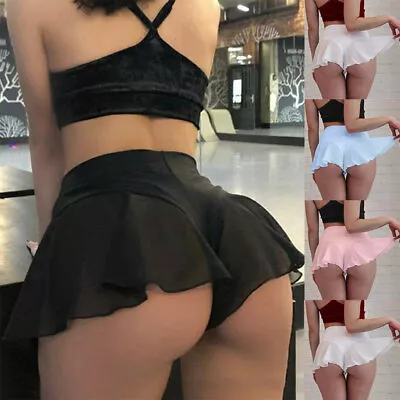 £2.17 • Buy Women Sexy Short Skirts Chiffon Sheer Tennis Ballet Dance Skirt Micro Mini Dress