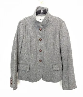 J CREW Wool Bella Blazer Womens Size 14 Gray Herringbone Lined Pockets Jacket • $67.69