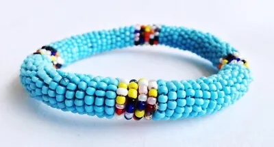 Wrist Band Bracelet Masai Beads Colorful African Unisex One Size Made In Kenya • $7.99