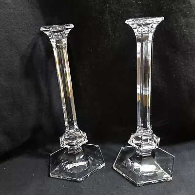 $129.99 • Buy Pair Of Val St Lambert Signed 11.25  Elysee Crystal Candlesticks