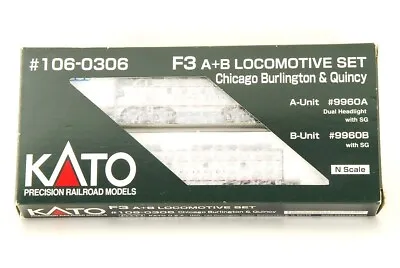 KATO N-Scale #106-0306 F3 A+B LOCOMOTIVE SET Chicago Burlington & Quincy Japan • $284.99