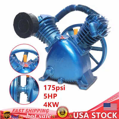 175psi 5HP 4KW V Style 2-Cylinder Air Compressor Pump Motor Double Head 2-Stage • $266