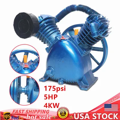 2-Cylinder 6HP 4KW V Style Air Compressor Pump Motor Head Double Stage 175PSI • $247
