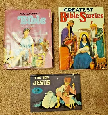 New Illustrated Bible For Children Greatest Stories Boy Jesus Book Lot VTG 1973 • $12.95