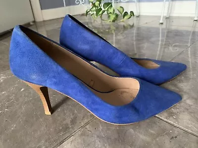 ZARA Woman Blue Suede 2” Heels Shoe Size 6.5 • $22