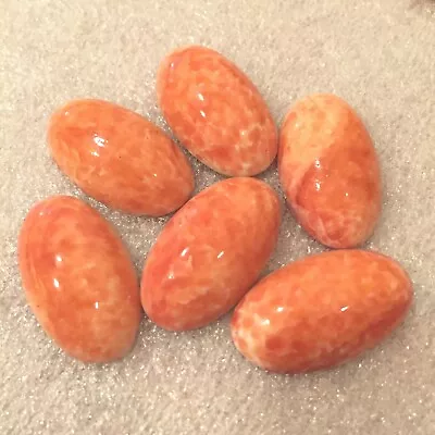 N68 Vintage 24x14mm Light Coral Matrix Oval Glass Cabochonsunfoiled (6) • $4.99