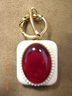 Vintage Fuji Music Box Keychain Burgundy/ Red Jewel  Raindrops...  (see Video) • $20