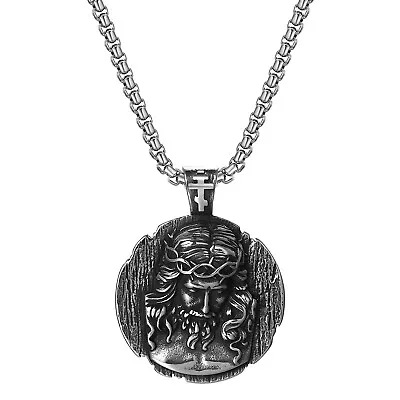Mens St Benedict Medal Protection Stainless Steel Pendant Necklace Catholic Gift • $13.94